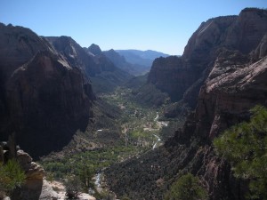 The changing scenes as we climb Angel's Landing V... the valley below. The valley below.